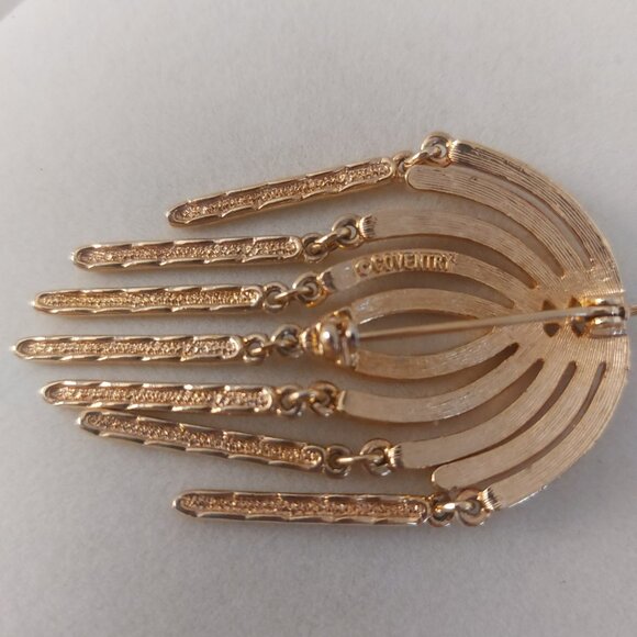 Sarah Coventry Brooch Vintage Mid Century Modern Gold Tone Articulated Sunburst - Picture 5 of 14